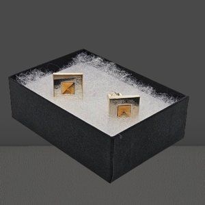 Vintage Gold Colored Inlay Square Cufflinks